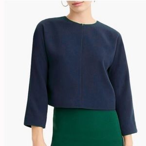 00 🔖 J.CREW Cropped Long-Sleeve Top in 365 Crepe